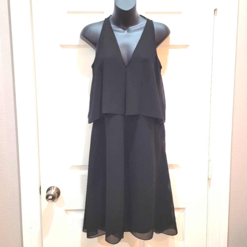 Trouve sleeveless Balletcore deep V-neck Softly Feminine sleeveless LBD size XS